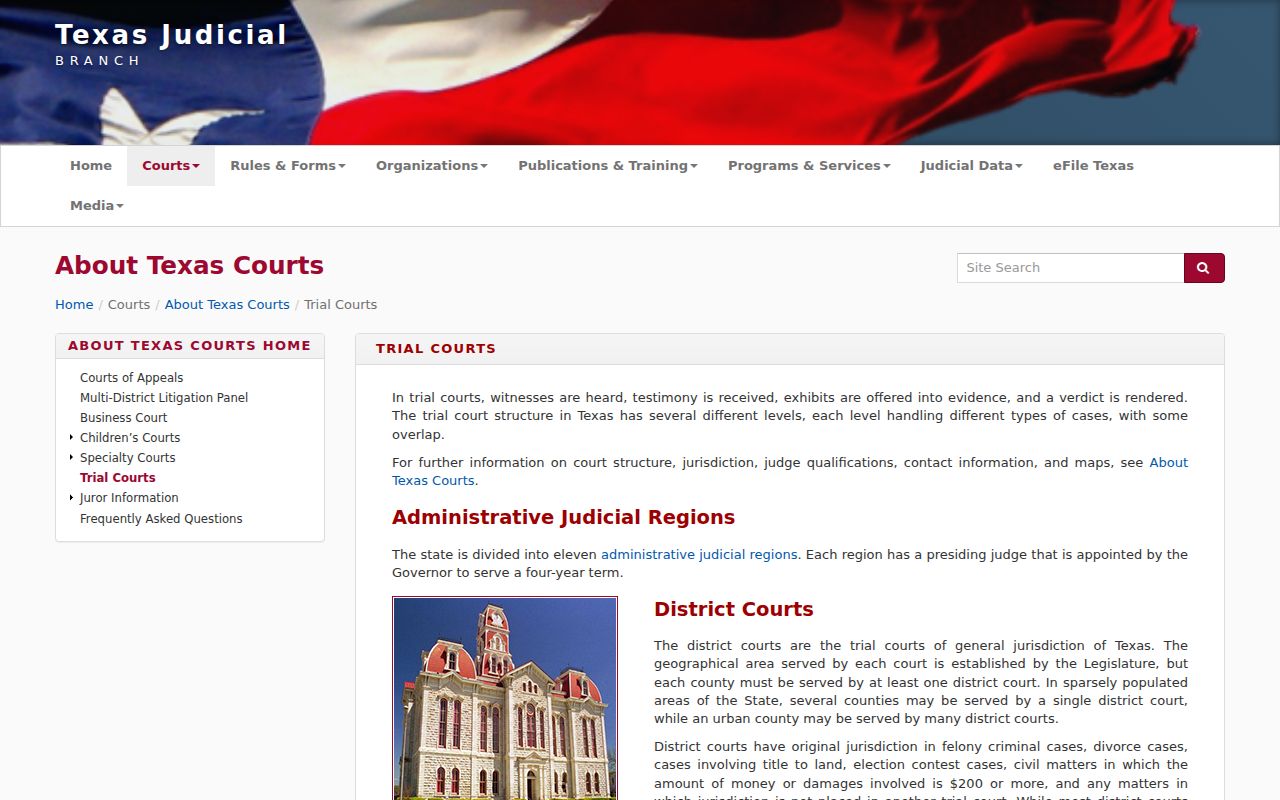 Texas court system overview relevant to Burleson County warrant routing