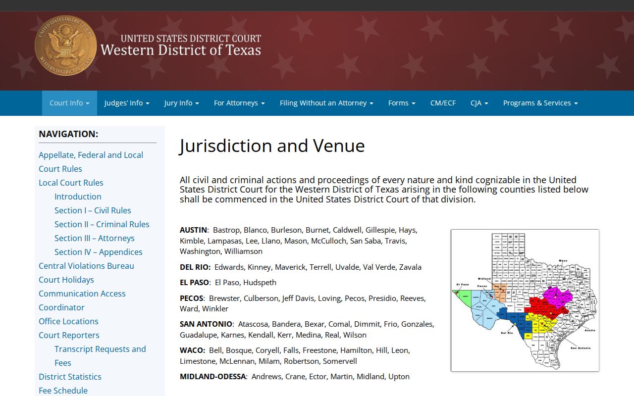 Western District of Texas venue reference for Burleson County arrest warrants